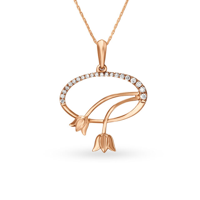 Drooping Tulips Gold Pendant 