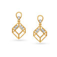 Cubic Gold and Diamond Drop Earrings 