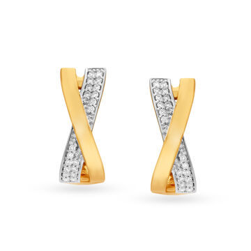 Chic Intersecting Diamond Bali Hoop Earrings