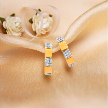Striking 18 Karat Yellow Gold And Diamond Segmented Hoops
