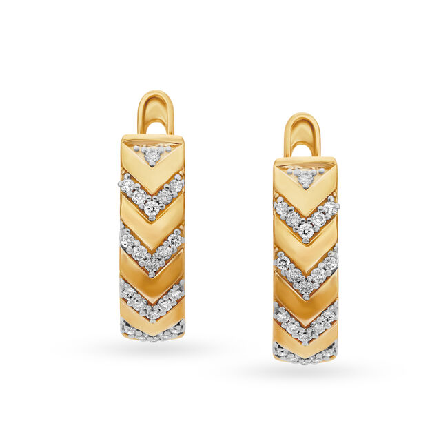 Dazzling Geometric Diamond Hoop Bali Earrings 