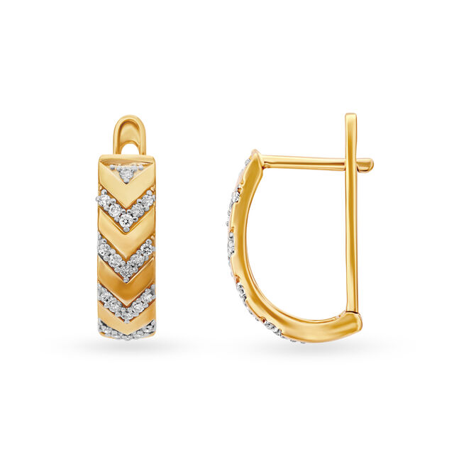 Dazzling Geometric Diamond Hoop Bali Earrings 2