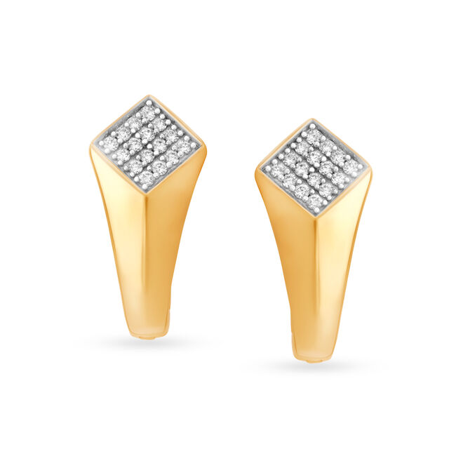Geometric Diamond Hoops in 18K Yellow Gold for Women 