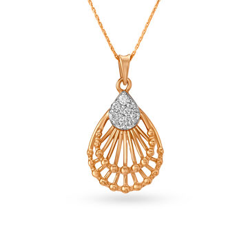 Elaborate Teardrop Rose Gold and Diamond Pendant