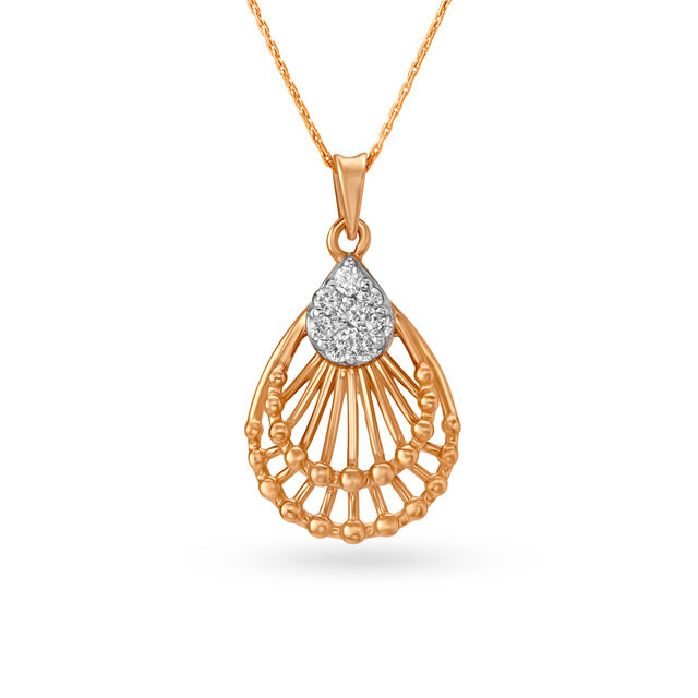 Elaborate Teardrop Rose Gold and Diamond Pendant,,hi-res 