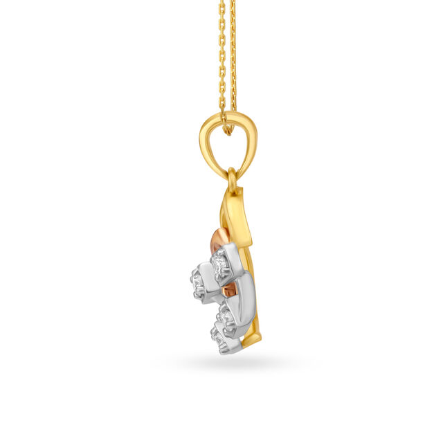 Abstract Triple Toned Gold Diamond Pendant 2