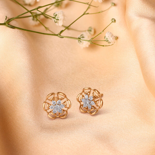 Bedazzling Floral Diamond Stud Earrings,,hi-res 