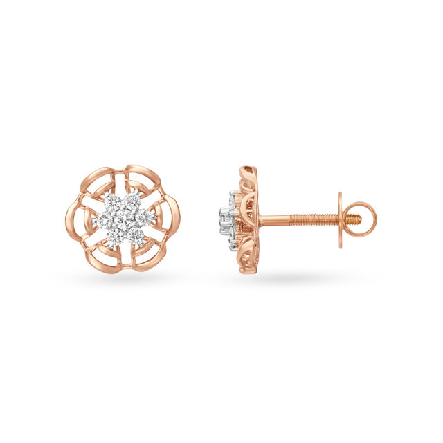 Bedazzling Floral Diamond Stud Earrings,,hi-res 3