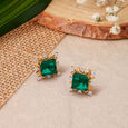 Geometric Square Diamond Stud Earrings 