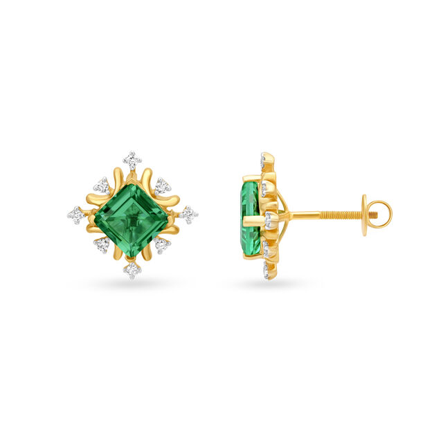 Geometric Square Diamond Stud Earrings 3