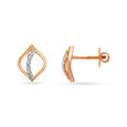 Subtle Leaf Rose Gold and Diamond Stud Earrings 2
