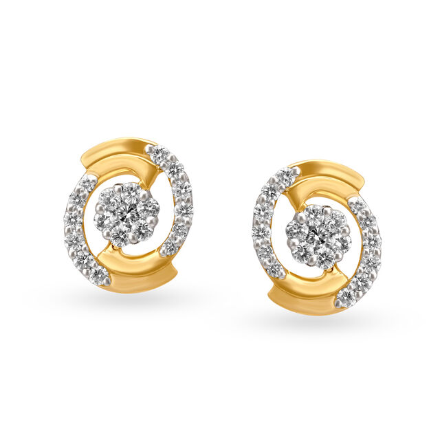Beautiful Circlet Gold and Diamond Stud Earrings 