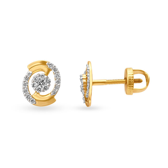 Beautiful Circlet Gold and Diamond Stud Earrings 2