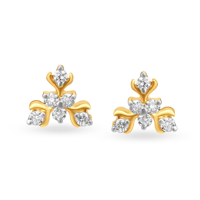 Delicate Triangular Diamond Stud Earrings 