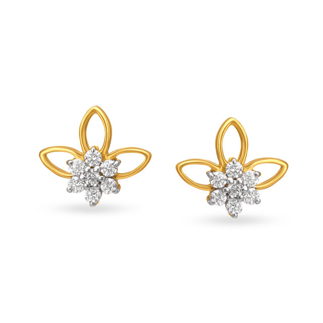 Petite Floral Gold Stud Earrings 