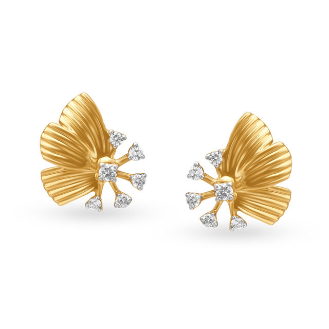 Shiny Carved Diamond Stud Earrings,,hi-res 