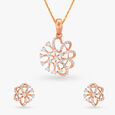 Stunning Asymmetry Diamond Pendant and Earrings Set 