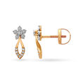 Floral White and Rose Gold Diamond Drop Earrings 2