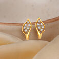 Dazzling 18 Karat Yellow Gold And Diamond Leaf Hoops 