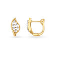 Dazzling 18 Karat Yellow Gold And Diamond Leaf Hoops 3