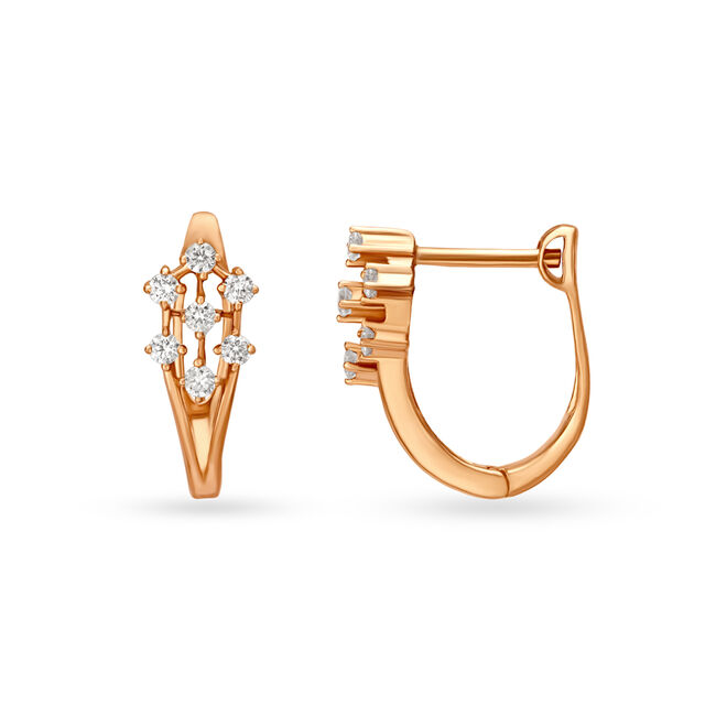 Unique Rose Gold and Diamond Hoop Earrings