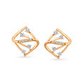 S Shaped Diamond White and Rose Gold Stud Earrings,,hi-res 