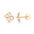 S Shaped Diamond White and Rose Gold Stud Earrings,,hi-res 2