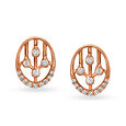 Glinting 18 Karat Rose Gold And Diamond Oval Studs,,hi-res 