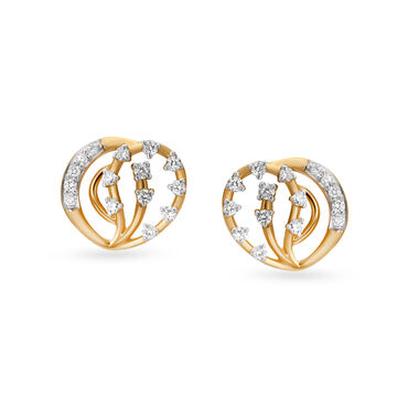 Mesmerising Paisley Nature Inspired Diamond Stud Earrings