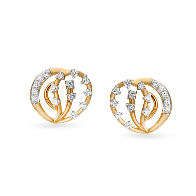 Mesmerising Paisley Nature Inspired Diamond Stud Earrings 