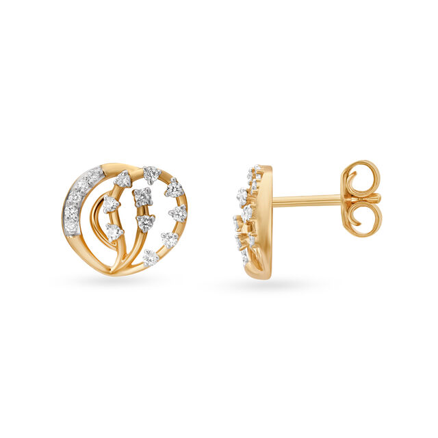 Mesmerising Paisley Nature Inspired Diamond Stud Earrings 2