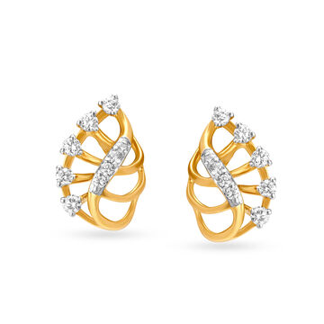 Dazzling Leaf Diamond Stud Earrings