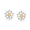 Sparkling 18 Karat Yellow And White Gold And Diamond Floral Studs,,hi-res 