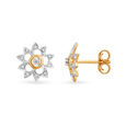 Sparkling 18 Karat Yellow And White Gold And Diamond Floral Studs,,hi-res 2