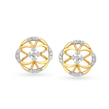 Divine 18 Karat Yellow Gold And Diamond Studs