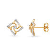 Exquisite Floral Diamond Stud Earrings in Yellow and White Gold 2