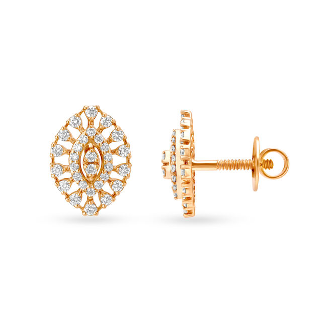 Glamorous 18 Karat Rose Gold And Diamond Marquise Shaped Stud Earrings,,hi-res 2