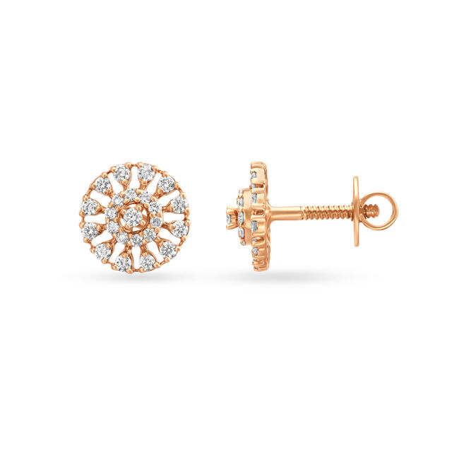 Endearing Button Shaped Diamond Stud Earrings 4