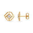 Geometric Stunning Gold and Diamond Stud Earrings 2