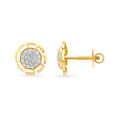 Dainty Sunflower Gold and Diamond Stud Earrings,,hi-res 2