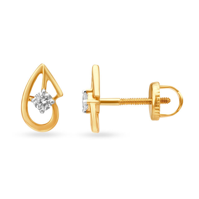 Half Heart Shape Diamond Stud Earrings 2