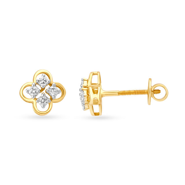 Delicate 18 Karat Yellow Gold And Diamond Studs,,hi-res 2