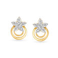 Gorgeous 18 Karat Yellow Gold And Diamond Flower Accented Round Stud Earrings,,hi-res 