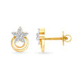 Gorgeous 18 Karat Yellow Gold And Diamond Flower Accented Round Stud Earrings,,hi-res 2