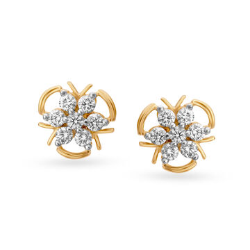 Entrancing Floral Diamond Stud Earrings