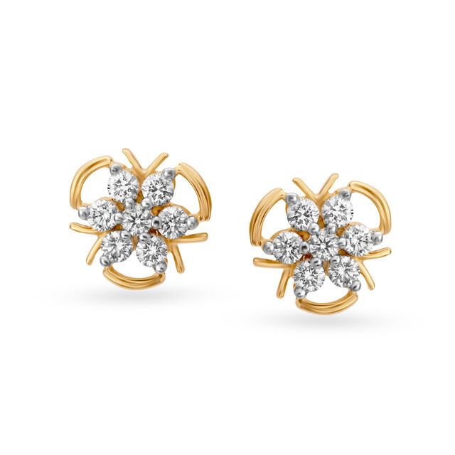 Entrancing Floral Diamond Stud Earrings,,hi-res 