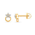 Shimmering 18 Karat Yellow Gold And Diamond Floral Studs 2