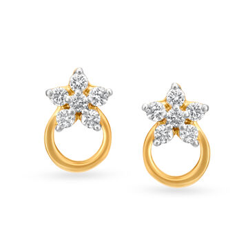 Floral  Circlet Gold and Diamond Stud Earrings