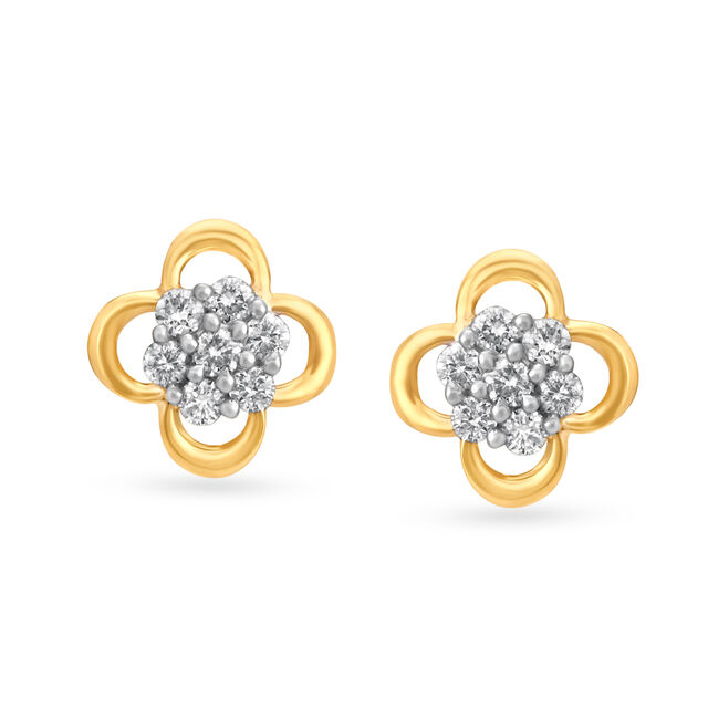 Petal Cluster Diamond Stud Earrings 