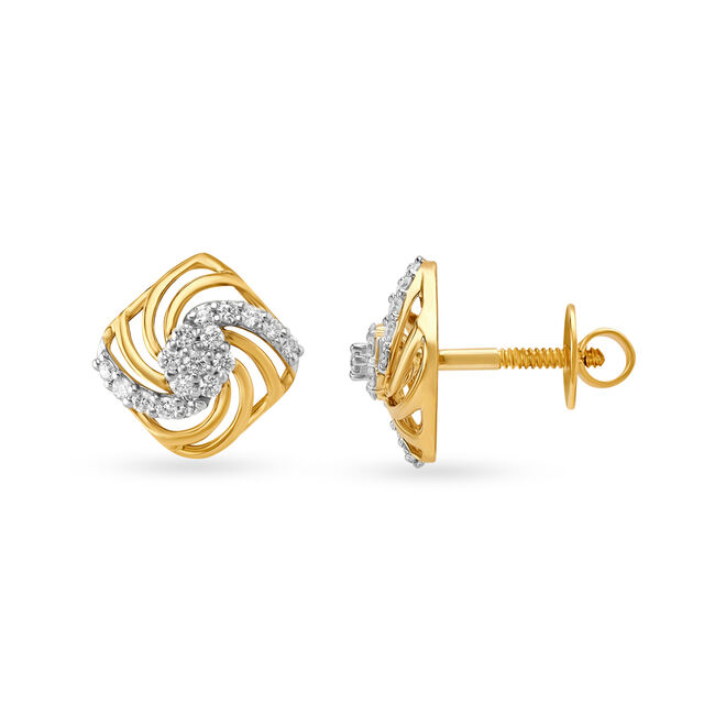 Splendid 18 Karat Yellow Gold And Diamond Geometric Stud Earrings,,hi-res 2